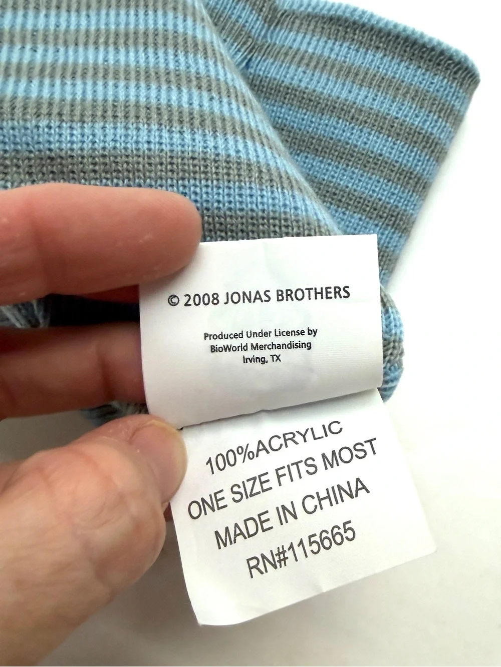 The Jonas Brothers Blue Knit Beanie Hat for Kids Vintage 2008